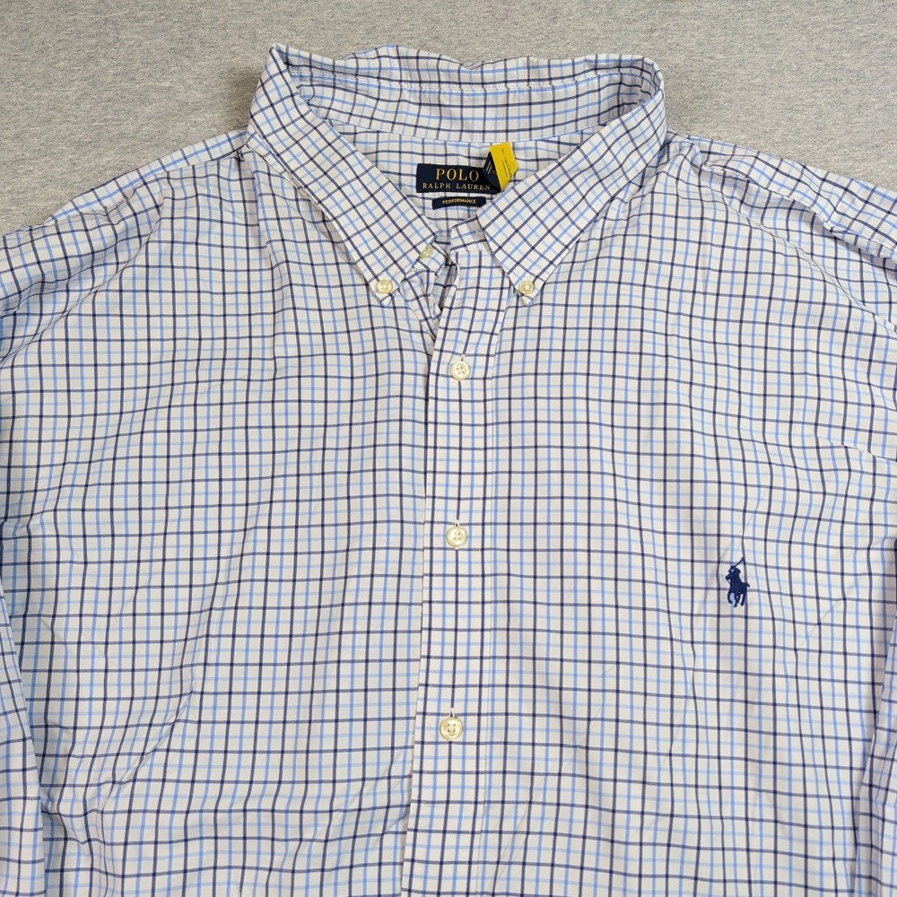 Polo Ralph Lauren Performance Mens 5XB Blue White Tattersall Check Shirt 928